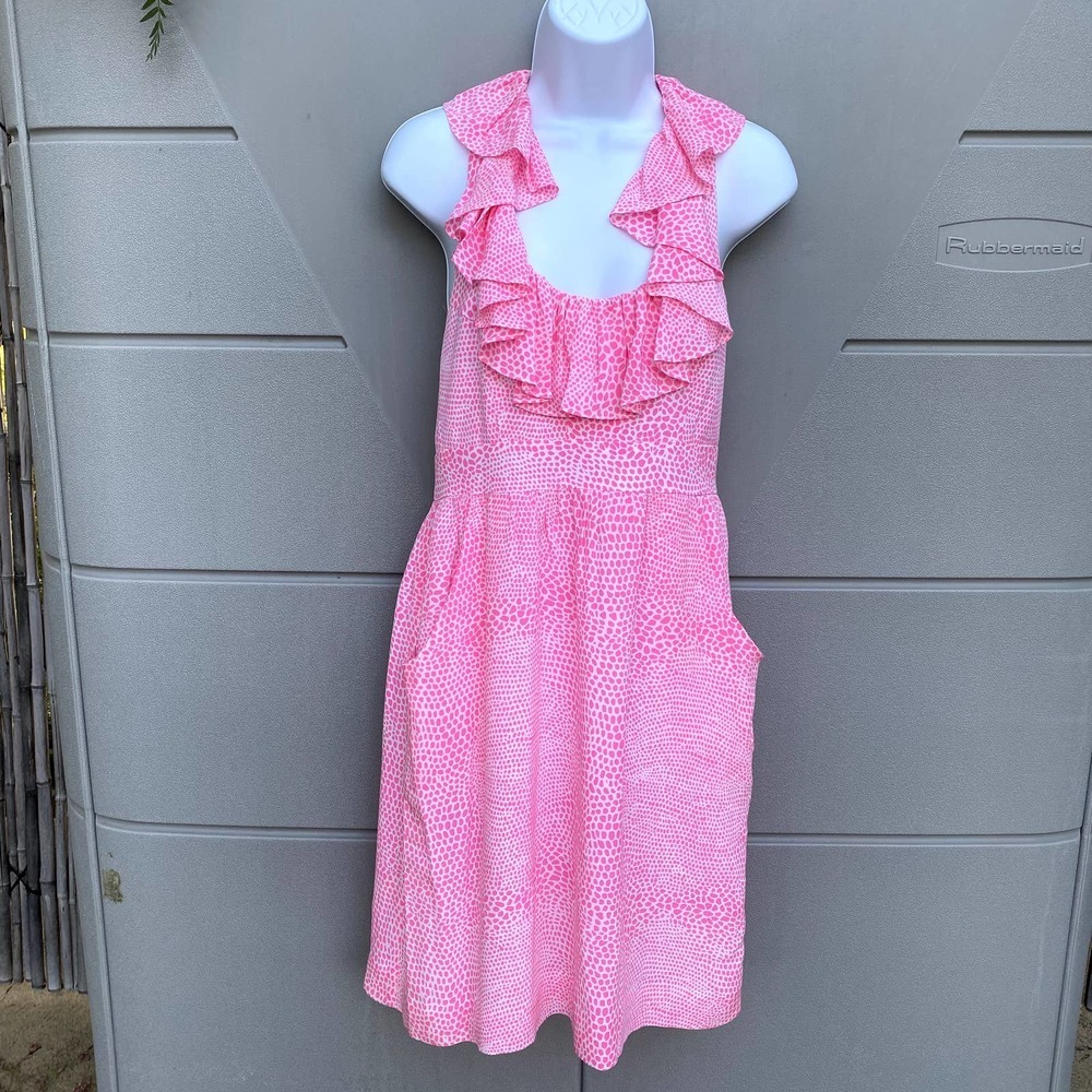 Britt Ryan Women's Pink Dotted 100% silk Dress Size 10